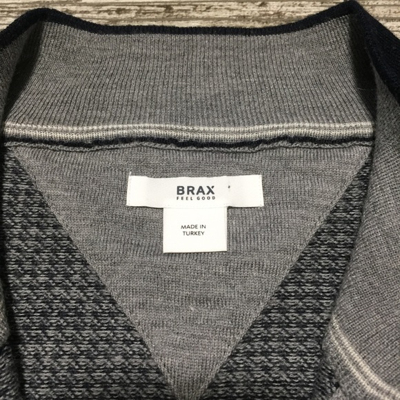 Brax feel good 100% merino wool sweater men’s size XL gray mock neck 1/4 zip - Picture 10 of 12